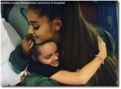 Ariana with 8-year-old Lily Harrison at Manchester Children's hospital June 3, 2017
